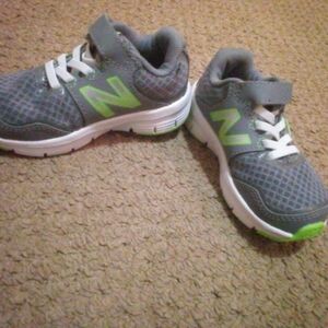 New Balance Kids' Sneakers in Gray with Green Accents